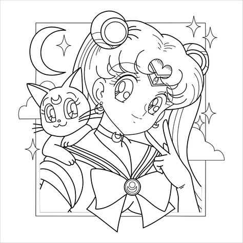 Sailor Moon Birthday, Kawaii Coloring Pages, Coloring Anime, Sailor Moon Coloring Pages, Sunflower Coloring Pages, Coloring Pages Cute, Moon Coloring Pages, Sailor Moon Tattoo, Manga Coloring Book