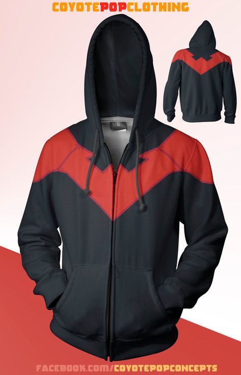 Red Nightwing Hoodie Red Nightwing, Nightwing Hoodie, Comic Clothes, Hoodie Outfit Men, Batman Outfits, Nerdy Outfits, Hoodie Jacket Men, Superhero Cosplay, Super Hero Outfits