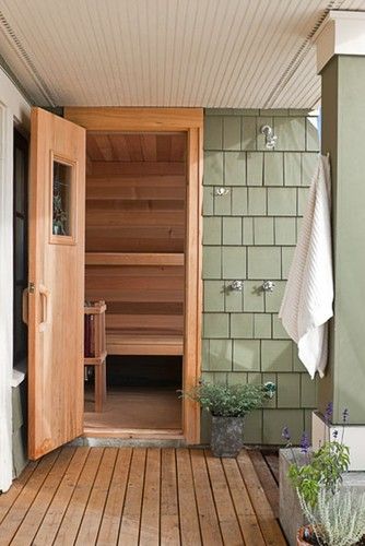 Gym Photos Sauna Design, Pictures, Remodel, Decor and Ideas Cta Design, Gym Design Ideas, Sauna Shower, Building A Sauna, Master Suite Addition, Traditional Patio, Sauna House, Indoor Sauna, Small House Interior