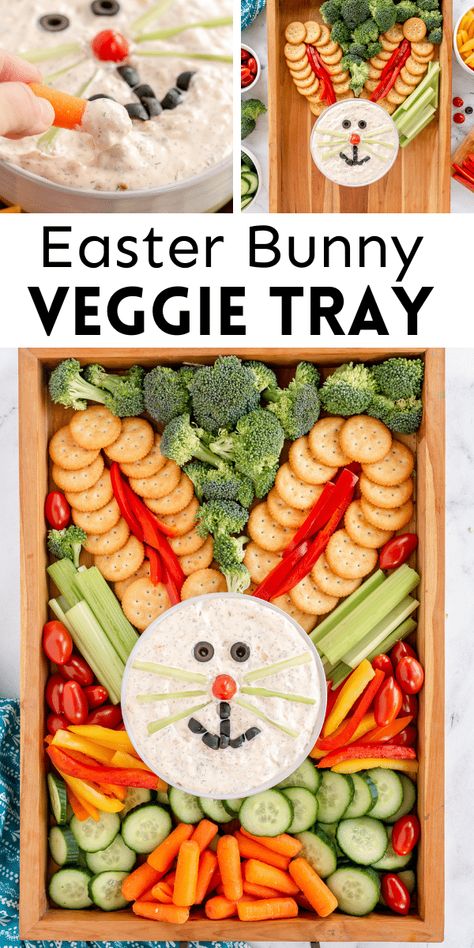 Easter Bunny Veggie Tray, Bunny Veggie Tray, Easter Vegetables Tray, Easter Fruit Tray, Easter Vegetables, Easter Sides, Easter Fruit, Easter Party Food, Easter Side Dishes