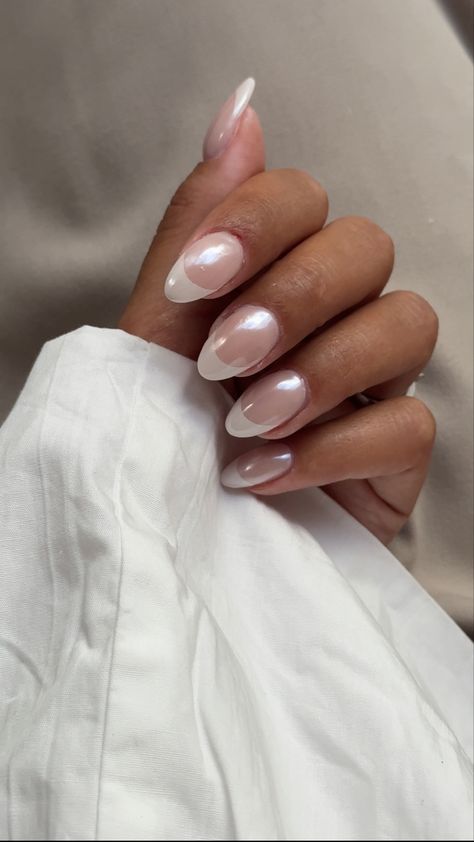 French nails . Bride nails Bride Nail, Nails Bride, Wedding Aesthetics, White French Tip, Wedding Of The Year, Pearl Powder, Bride Nails, White French, Bridal Nails