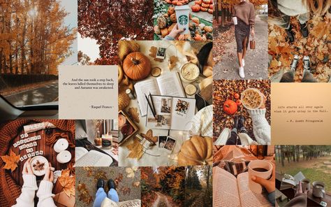 autumn aesthetic wallpaper Fall Collage Wallpaper Laptop, Wallpaper Photo Collage, Fall Backrounds, Destop Wallpaper, Desktop Wallpaper Fall, Macbook Air Wallpaper, October Wallpaper, Personalized Wallpaper, Wallpaper For Desktop