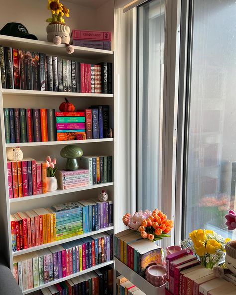 Lil bookshelf tour 🫶🏻💓🏹🌿 QOTD: how do you organize your books? (Author/ genre/ colour/ vibes?) . . . . #bookshelf #bookshelfdecor #bookshelfie #books #reader #bookaesthetic #beautifulbooks #prettybooks #aestheticbooks #bookstack Home Bookshelf Aesthetic, Wooden Bookshelf Aesthetic, Bookshelf Inspo Bedroom, Library Bedroom Ideas, Book Corner Ideas Bedroom, Library Bedroom, Bookshelf Aesthetic, Home Bookshelves, Bookshelf Inspiration