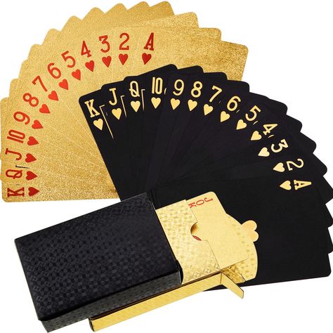 PRICES MAY VARY. Title: 2 Decks Playing Card Waterproof Poker Cards Plastic PET Poker Card Novelty Poker Game Tools for Family Game Party (Black and Gold). Product Type: Categories > Games & Accessories > Card Games > Standard Playing Card Decks Gold Playing Cards, Plastic Playing Cards, Family Card Games, Michael Turner, Poker Set, Poker Card, Family Cards, Card Tricks, Poker Games