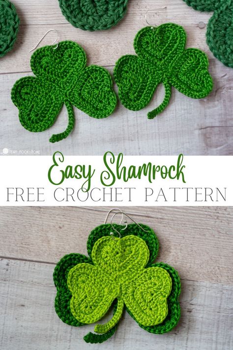 Show your St. Patrick's Day spirit with style by crafting your own shamrock. With our easy shamrock crochet pattern, you can create a cute, heart-shaped green symbol in no time. Avoid the pinch and join in the festivities with your handmade shamrock. Crochet Shamrocks Free Patterns, St Patrick’s Crochet, St Patrick’s Day Crochet Patterns, Shamrock Crochet Pattern Free, Crochet Clover Free Pattern, Crochet St Patrick’s Day, Shamrock Crochet, Crochet Shamrock, Clover Crochet