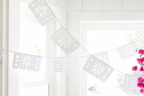 diy: papel picado banner — Amber Thrane Papel Picado Diy, Diy Papel Picado, Choco Taco, Picado Banner, Book Club Parties, Papel Picado Banner, Paper Grocery Bags, Fiesta Birthday Party, Fiesta Party Decorations