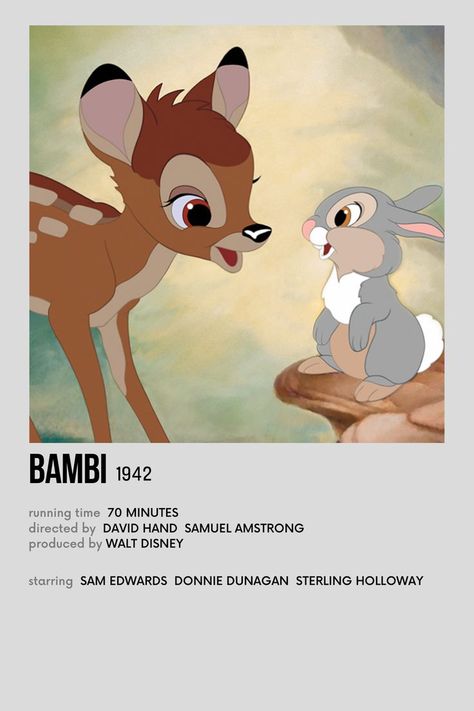 Bambi Poster, Bambi Movie, Minimalist Polaroid Poster, Winter Movies, Disney Movie Posters, Scrapbook Disney, Movies To Watch Teenagers, Polaroid Posters, Vintage Music Posters