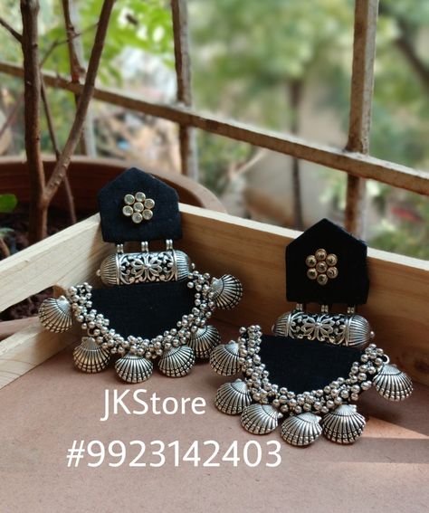 Oxidised Fabric Jewellery, Navratri Diy, Navratri Earrings, Navratri Ornaments, Body Jewelry Diy, Diy Earrings Materials, New Fashion Earrings, Diy Earrings Easy, Earrings Diy Handmade