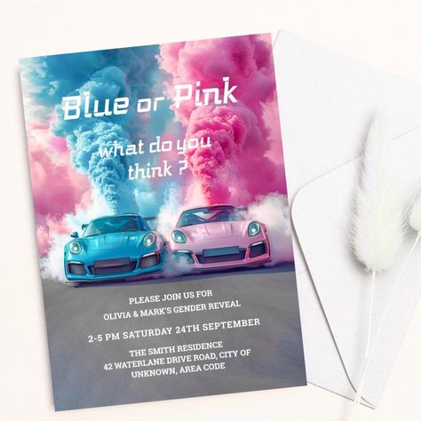 Blue Pink Smoke Race Car Burnouts Gender Reveal Editable Blank Car Gender Reveal Ideas For Party, Gender Reveal Ideas Car, Race Car Gender Reveal Ideas, Gender Reveal Ideas Car Theme, Car Gender Reveal Ideas, Burnouts Gender Reveal, Car Gender Reveal, Gender Reveal Burnout, Rabbit Gender Reveal