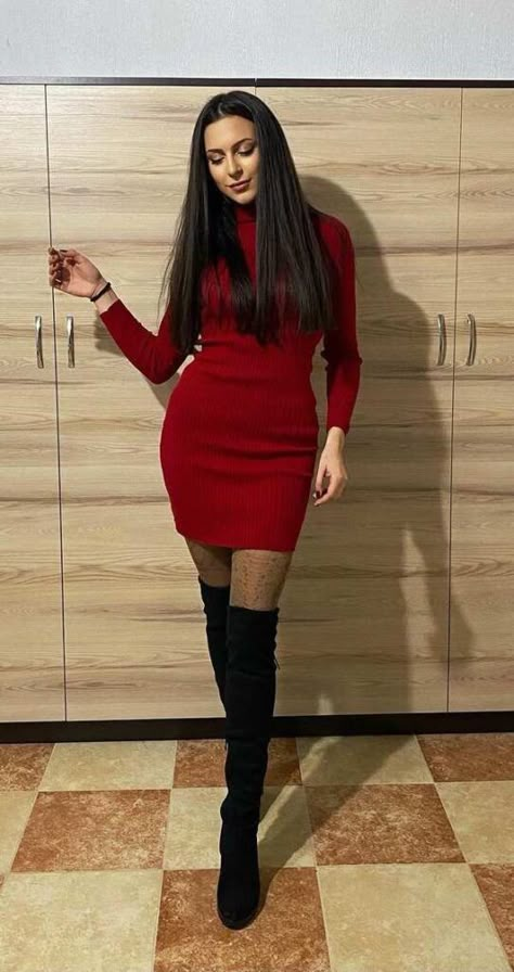 What Shoes to Wear with a Red Dress (the Ultimate Guide) Red Midi Dress Outfit Winter, Red Dress Outfit For Christmas, Long Sleeve Red Dress Outfit, New Years Red Outfit, Casual Red Dress Outfit Winter, Red Bodycon Dress Outfit Winter, Bodycon Dress With Stockings Outfit, Red Dresses Short Casual, Red Dresses Christmas