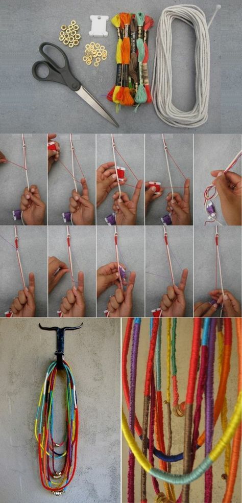 Make Necklaces, Colorful Bohemian, Diy Collier, Pola Gelang, Fiber Jewelry, Friendship Necklaces, Textile Jewelry, Special Jewelry, Diy Schmuck