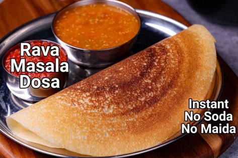 instant rava masala dosa recipe | sooji masala dosa | suji masala dosa Aloo Bhaji, No Soda, Masala Dosa Recipe, Hebbars Kitchen, Pav Recipe, Masala Dosa, Idli Dosa, Spicy Snacks Recipes, Breakfast Recipes Indian