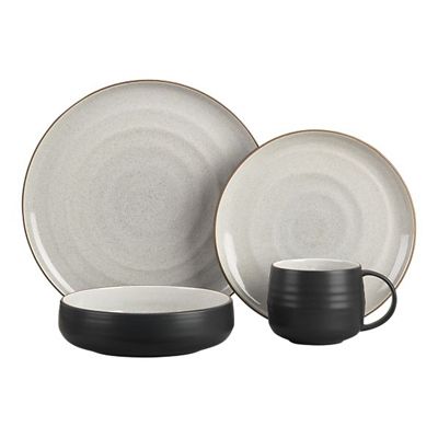 18th Street Dinnerware from Crate & Barrel is rustic-yet elegant, elevating the mood of the table without detracting from the presentation of the food. Contemporary Dinnerware, Black Dining, Dinner Set, Salad Plate, White Glaze, Ceramic Artists, China Porcelain, Unique Furniture, Dinnerware Set