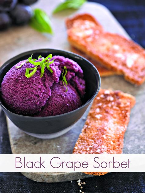 Savory Black Grape Sorbet Recipe Grape Sherbet, Grape Sorbet Recipe, Grape Sorbet, Sherbet Recipes, Frozen Treats Recipes, Sorbet Recipe, Dessert Healthy, Frozen Dessert Recipe, Sorbet Recipes