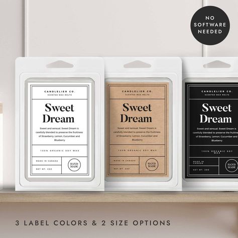 "NEW! Wax melts label template to make your product looks professional. Available at shop!" Essential Oil Candle Blends, Wax Design, Diy Candle Labels, Custom Label Design, Customizable Labels, Wax Tablet, Soap Labels, Editable Labels, Design Label