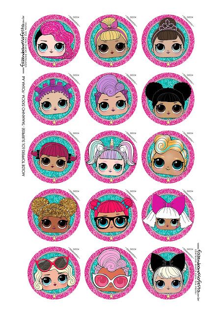 LOL Surprise: Free Printable Toppers for Cupcakes. Beatles Party, Lol Doll Cake, Suprise Birthday, Cupcake Toppers Free, Doll Birthday Cake, Cupcake Toppers Printable, Labels Printables Free, Glitz And Glamour, Doll Party