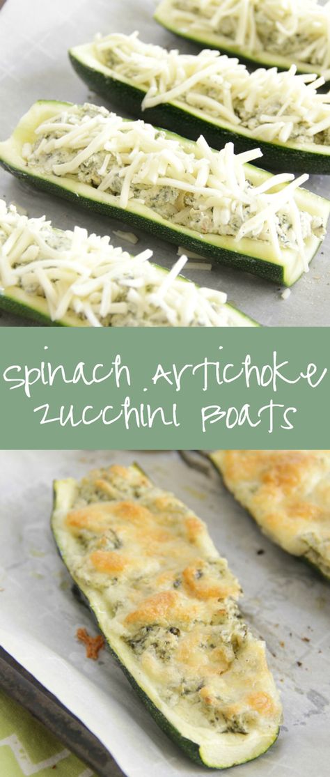 Chicken Artichoke, Artichoke Stuffed, Zucchini Boat Recipes, Stuffed Zucchini Boats, Italian Sausages, Stuffed Zucchini, Zucchini Boats, Resep Diet, Spinach Artichoke Dip