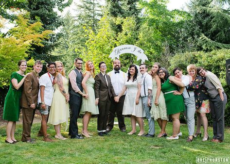 14 Mixed Gender Wedding Parties That Beautifully Bucked Tradition | HuffPost Gender Inclusive Wedding Party, Wedding Party Mixed Gender, Mixed Bridal Party Gender, Mix Gender Bridal Party, Mixed Gender Wedding Party, Mixed Gender Bridal Party, Summer Bridesmaid Multi-way Dresses, Gender Nonconforming, Wedding Parties Pictures