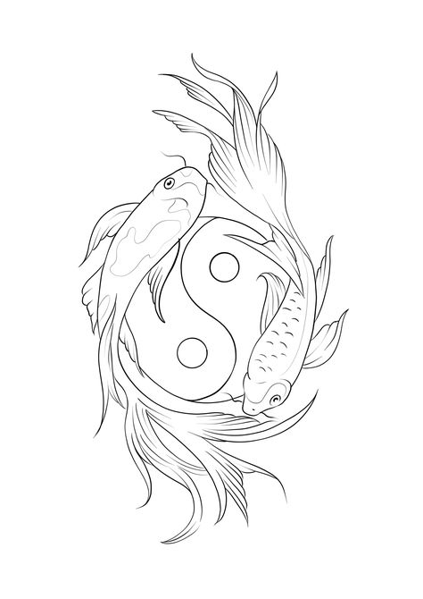 Coy Fish Coloring Pages, Male Tattoo Stencil Ideas, Word Tattoo Stencil Outline, Detailed Tattoo Stencil, Polinishin Tattoo, Practice Tattoos For Beginners, Spiritual Tattoo Stencil, Choi Fish Tattoo, Small Tattoo Sketch