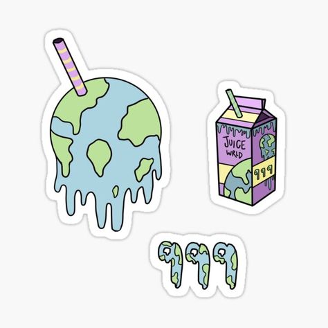 Juicewrld Drawing, Juice World Tattoo 999 Ideas, Juicewrld Art, Juice Wrld Stickers, Juice Wrld Animated, Notebook Doodles, Graffiti Text, Band Stickers, Buy Stickers