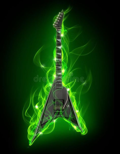 Flaming Guitar, Guitar Background, Fire Guitar, Black Background Illustration, Flying V Guitar, Guitar Illustration, Fire Stock, Guitar Posters, Guitar Tattoo