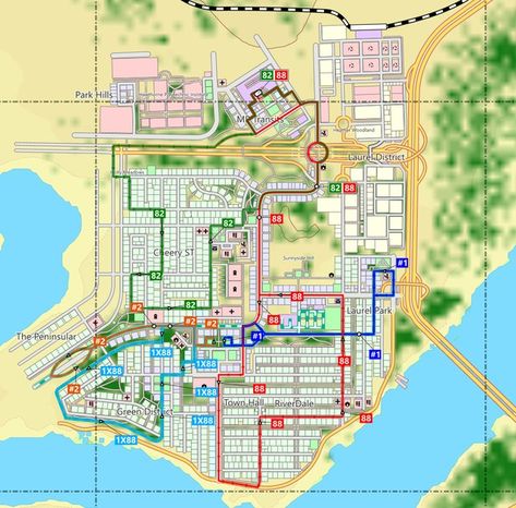 Cities Skylines Road Layout, Cities Skylines Layout Ideas, City Blueprint, Town Layouts, City Skylines Game, City Maps Design, City Grid, Nerve Cells, Architecture Blueprints