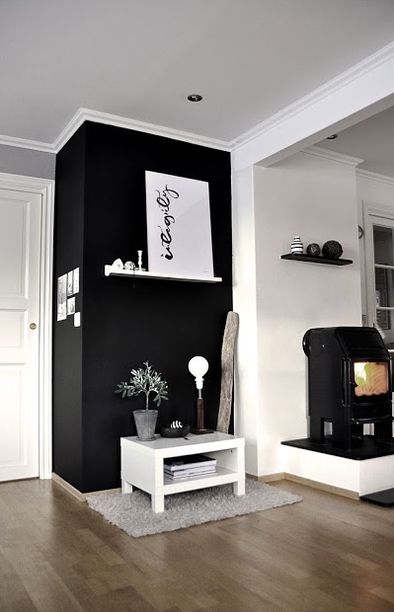 Decor Salon, Urban Interiors, Black And White Interior, Scandinavian Style Interior, Modern Furniture Living Room, Black Walls, Black Decor, Interior Design Inspiration, Interior Architecture Design