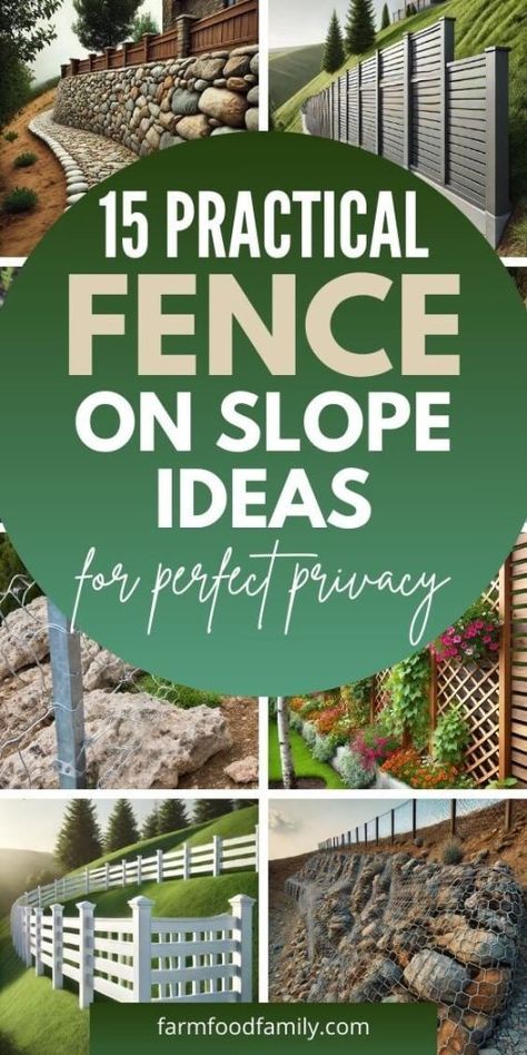 15 Brilliant Fence on Slope Ideas for a Stunning Yard Makeover 36 Fencing For Sloped Yards, Fence Ideas On A Slope, Fence Ideas For Sloped Yard, Sloped Fence Landscaping, Sloped Backyard Fence Ideas, Fence On A Sloped Yard, Fence For Sloped Yard, Fence On Hill Backyards, Fence On Uneven Ground