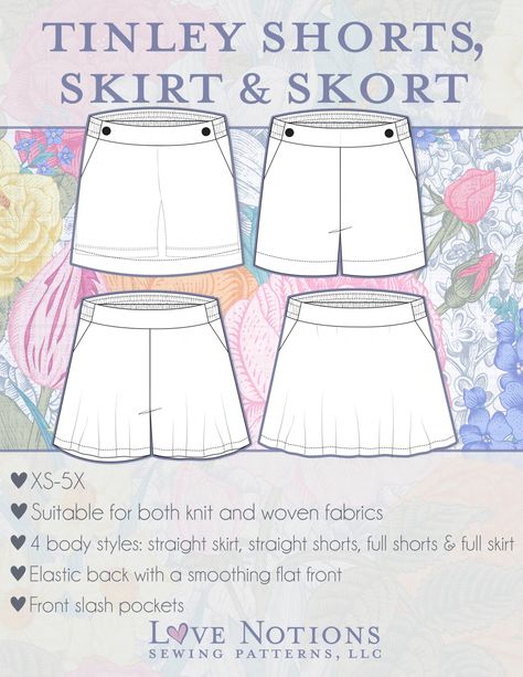 The New Tinley Takes Over | Skort Sewing, Skort Sewing Pattern, Shorts Pattern Sewing, Skort Pattern, Plus Size Sewing Patterns, Plus Size Sewing, Shorts Pattern, Shorts Skirt, Sewing Business