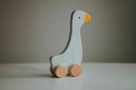 Wooden Ducks, Pull Toys Wooden, Wooden Duck Decor, Eco Friendly Baby Gifts, Wooden Duck Toy, Dinosaur Wooden Toy, Childrens Wooden Toys Fox, Push Toys, Simple Toys