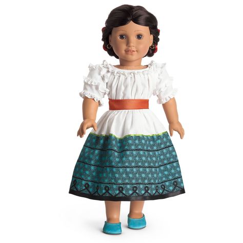 Turquoise Skirt, Fiesta Dress, Turquoise Fabric, All American Girl, American Girl Clothes, Girl Doll Clothes, Doll Clothes American Girl, American Doll, Birthday Outfit