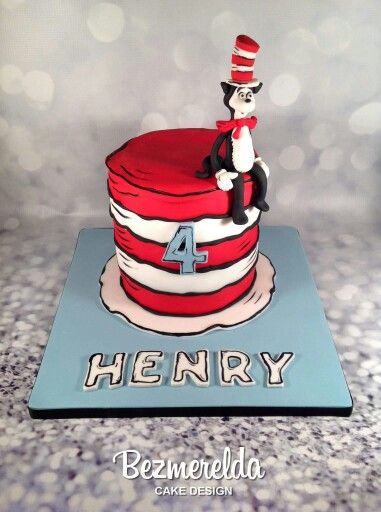 Cat In The Hat Cake, 1 Tier Cake, Cat In The Hat Party, Hat Birthday, Hat Cake, The Cat In The Hat, Simple Birthday Cake, Golden Birthday, Crazy Cakes