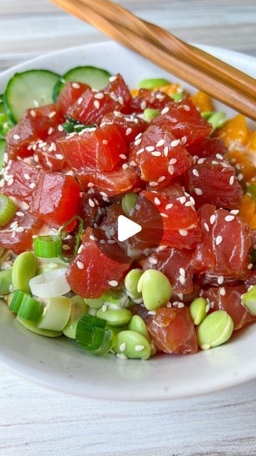 Poke Recipe Tuna, Tinned Tuna Poke Bowl, Bluefin Tuna Poke Recipe, Bluefin Tuna Recipe, Ahi Tuna Recipe Poke, Fresh Tuna Poke Bowl, Tuna Sushi Bowl, Hawaiian Poke, Tuna Poke Bowl