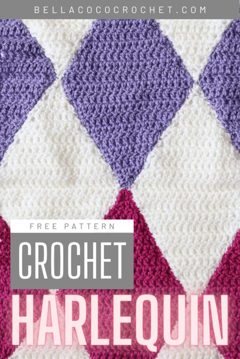 Harlequin Stitch Blanket - Bella Coco Crochet Unique Crochet Blanket, Beginning Crochet, Modern Crochet Blanket, Crochet Knit Blanket, Easy Crochet Baby Blanket, Harlequin Pattern, Crochet Blanket Designs, Easy Crochet Baby, Crochet Triangle