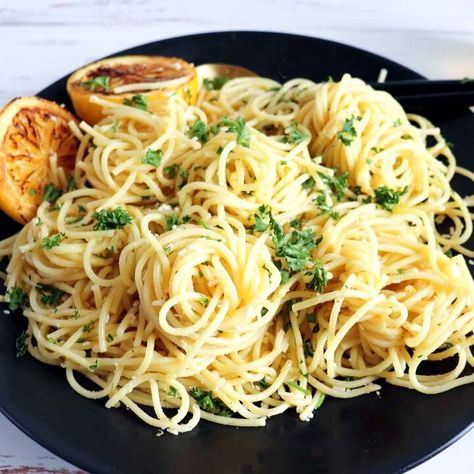 Creamy Lemon Garlic Pasta, Lemon Butter Garlic Pasta, Lemon Chicken Over Angel Hair Pasta, Lemon Garlic Breadcrumb Pasta, Lemon Butter Garlic Shrimp With Angel Hair Pasta, Garlic Pasta Recipe, Lemon Shrimp Pasta, Butter Sauce For Pasta, Garlic Pasta Sauce