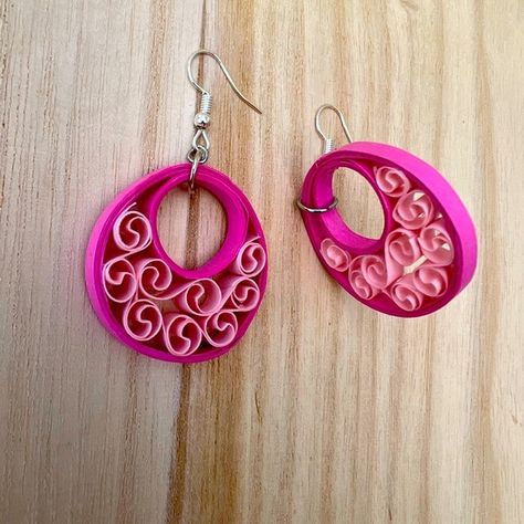 Pink handcrafted paper quilling earrings Quilling Earrings Jhumkas, Diy Quilling Earrings, Paper Quilling Earrings, Quilled Earrings, Quilling Earrings, Quilling Jewelry, Paper Earrings, Believe Me, Paper Quilling