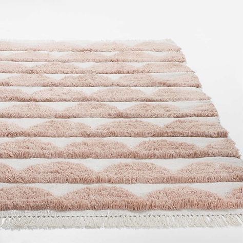 Oulu Kids Handwoven Pink and White Scallop Textured Kids Performance Rug with Fringe 4x6 + Reviews | Crate & Kids Nursery Rugs Girl, Triangle Rug, Leopard Print Rug, Boys Rug, Girls Rugs, Kids Rug, Viscose Rug, College Dorm Decorations, Happy Design