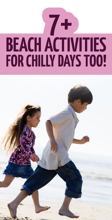 Click for some cool spring and fall activities for kids to do at the beach - even on chilly days! Rainy Day Beach Activities, Beach Activity For Kids, Toddler Beach Activities, Cold Beach Day, To Do At The Beach, Fall Activities For Kids, Beach Rain, Beach Mom, Toddler Beach