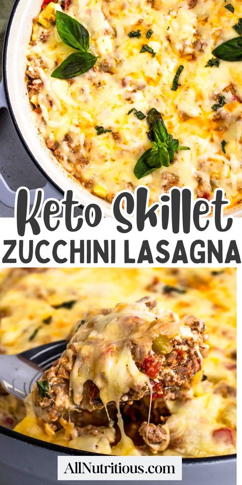 Looking for quick and delicious keto dinners? This Zucchini Lasagna Skillet is the perfect high-protein meal that's packed with flavor. One of the best skillet meals for satisfying those lasagna cravings without derailing your low carb diet! Enjoy this one pan dinner. Low Carb High Protein Lasagna, Fast And Easy Low Carb Dinners, Low Carb Take Out Options, Easy High Protein Gluten Free Meals, Dinner Without Carbs, Easy Dinner Ideas Low Carb, Low Carb Protein Meals, High Protein Dinner Low Carb, High Calorie Dinner Recipes