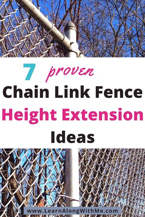 Article about how to make your chain link fence taller.  Here are 7 proven Chain link fence height extension ideas. Chain Link To Privacy Fence, How To Extend Fence Height, Extending Fence Height, How To Make Your Fence Taller, Making A Fence Taller, Extend A Fence Height, How To Add Height To A Fence, Make Chain Link Fence Taller, How To Make A Fence Taller For Privacy