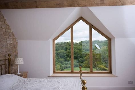 Green Oak Extension and Joinery Joinery Furniture, Loft Conversion Bedroom, Triangle Window, Garage Extension, Loft Windows, Build Dream Home, Gable Window, Bungalow Extensions, Riverside Cottage