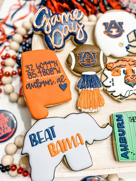 Auburn Cookies, Football Cookies, Auburn Football, Boy Birthday Parties, Sugar Cookies Decorated, Auburn, 2nd Birthday, Boy Birthday, Sugar Cookies