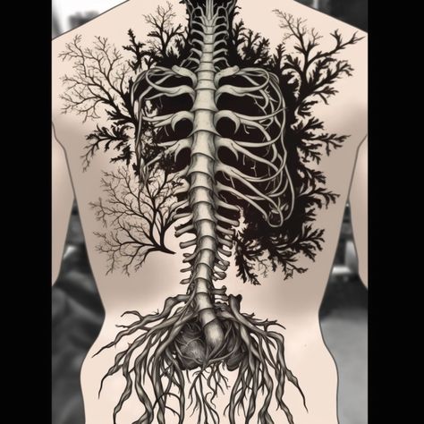 Spine Tree Tattoo, Irezumi Back Tattoo, Back Tattoo Tree, Tree Spine Tattoo, Tattoo Tree, Awareness Tattoo, Tree Tattoos, Mythology Tattoos, Tree Of Life Tattoo