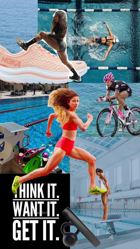 I’m going to run a triathlon next year :) #triathlon #training #fitness #goals #running #cycling #swimming Triathlon Aesthetic, Ironman Race, Iron Man Race, Triathlon Women, Ironman Triathlon, Cycle Chic, Triathlon Training, Collage Ideas, Year 2024