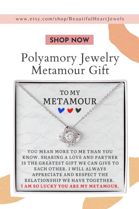 Polyamory Metamour Necklace, To My Metamour Gift, Polyamory Jewelry, Polyamory Gift, Polyamorous Family, Polyamory Meta Gift, Thouple Gift, Polyamory Necklace, Poly Triad Gift Poly Triad, Halo Setting, Jewelry Boards, Lucky You, Jan 11, Heart Shape Pendant, Saint Petersburg, Cuban Link Chain, Beautiful Heart