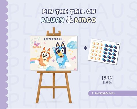 Pin the Tail on Bluey & Bingo, Pin the Tail on Bluey, Pin the Tail on Bingo, Bluey Party, Bluey Party Activities, Pin the Tail, Party Poster - Etsy Bluey Pin The Tail Game, Pin The Tail On Bluey, Blue Activities, Bingo Bluey, Pin The Tail, Bluey Party, Bluey Bingo, Bluey Birthday, Orange Party