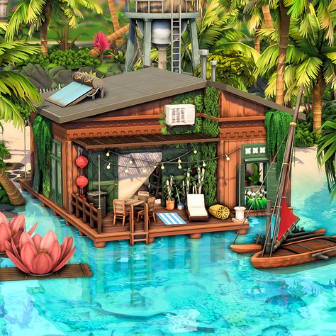 Sims 4 Beach Bungalow, Sims 4 Tiny Beach House, Sims 4 Beach Shack, Sims 4 Houses Island Living, Sims 4 Ocean House, Sims 4 Beach Mansion, Island House Sims 4, Sims 4 Tiny House Cc, Sims4 Sulani House