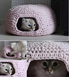 Cat Sweater Pattern, Cat Bed Pattern, Cat Pod, Gato Crochet, Diy Cat Bed, Crochet Cat Bed, Baby Crochet Patterns Free, Crochet Cat Pattern, Crochet Baby Boy