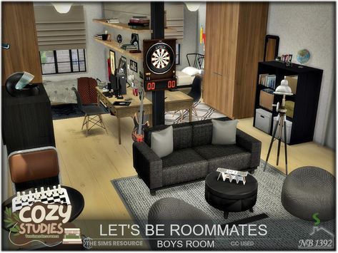 The Sims Resource - Let's Be Roommates-Boys Room (CC only TSR) Teen Bedroom Boy, Bedroom Sims 4, Cc Packs, Bedroom Boy, Furniture Cc, Teenager Bedroom Boy, Boys Furniture, Sims 4 Bedroom, Sims 4 Teen