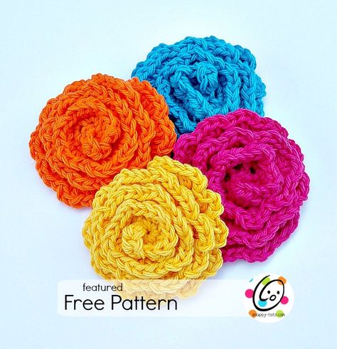 Featured Free Pattern: Cleansing Face Pads Crochet Puff Flower, Crochet Scrubbies, Crochet Flowers Easy, Crochet Faces, Crochet Washcloth, Crochet Hook Set, Crochet Dishcloths, Cleansing Face, Crochet Rose